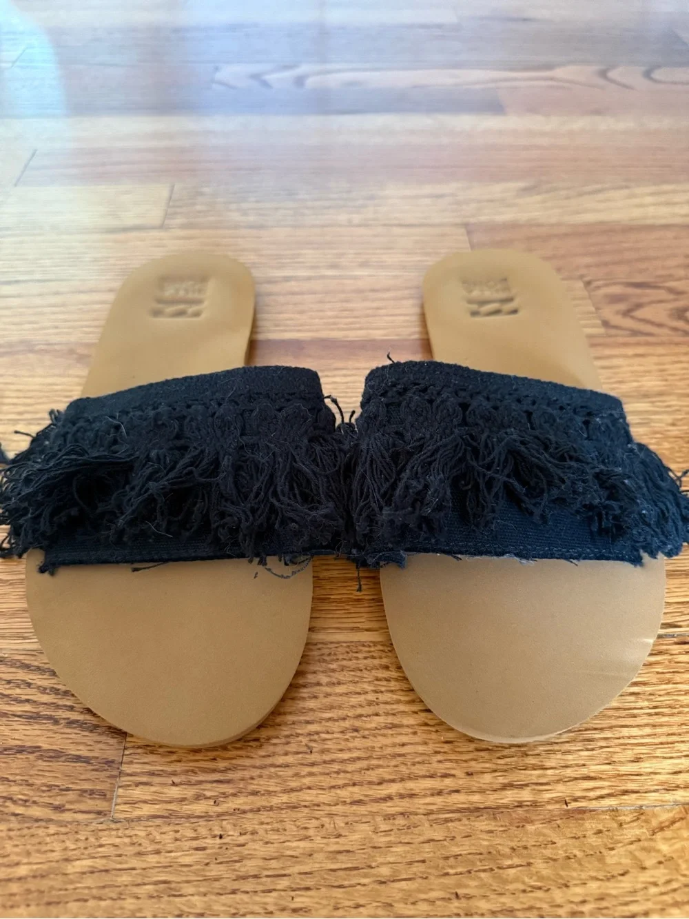 Billabong Black Fringe Slide Sandals